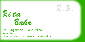 rita bahr business card